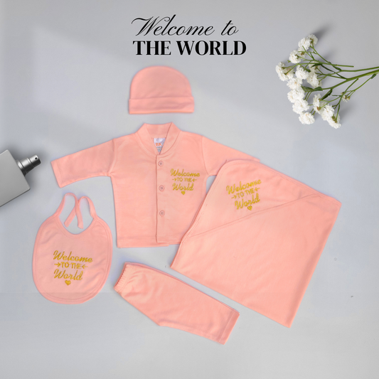 Welcome to the World 5 Pcs Starter Set with Blanket - Orange