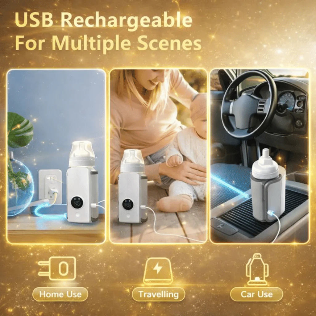 Portable Rechargeable Baby Feeder Warmer - Travel-Friendly Milk Heater