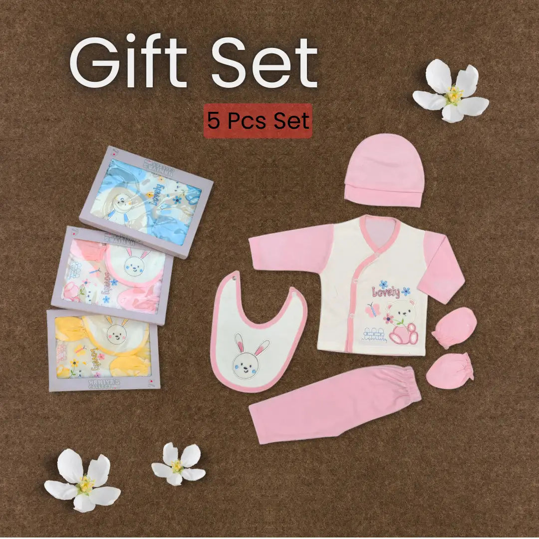 Lovely Gift Set- 5 Pcs Suit with Gloves and Cap