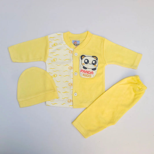 Panda Kids 3 Pcs Suit with Cap - Yellow