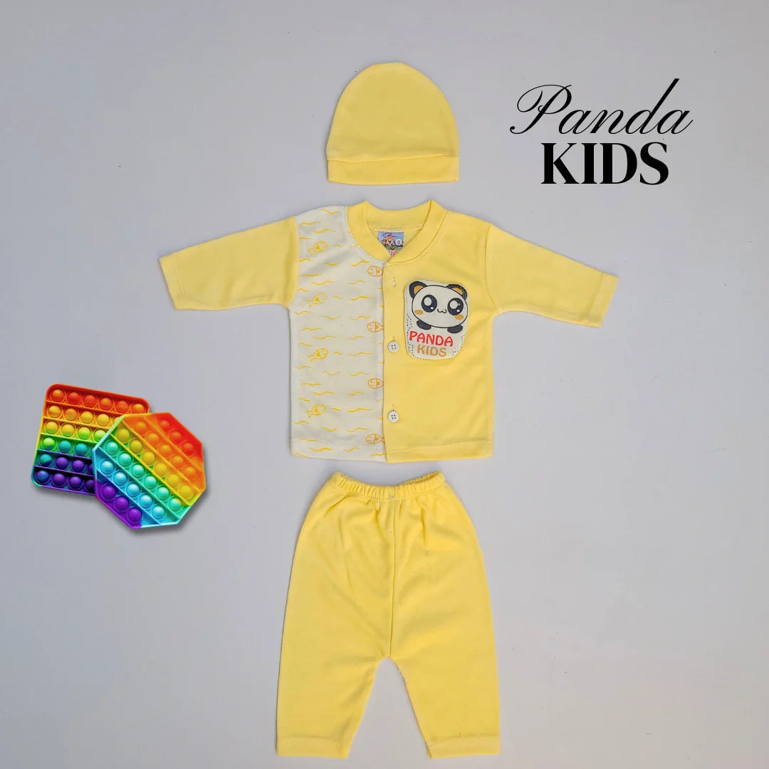 Panda Kids 3 Pcs Suit with Cap - Yellow