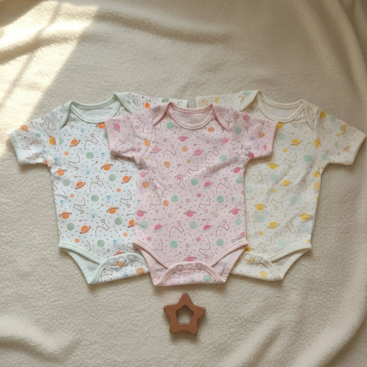 Newborn Baby Romper Space Print - Organic Cotton Bodysuit