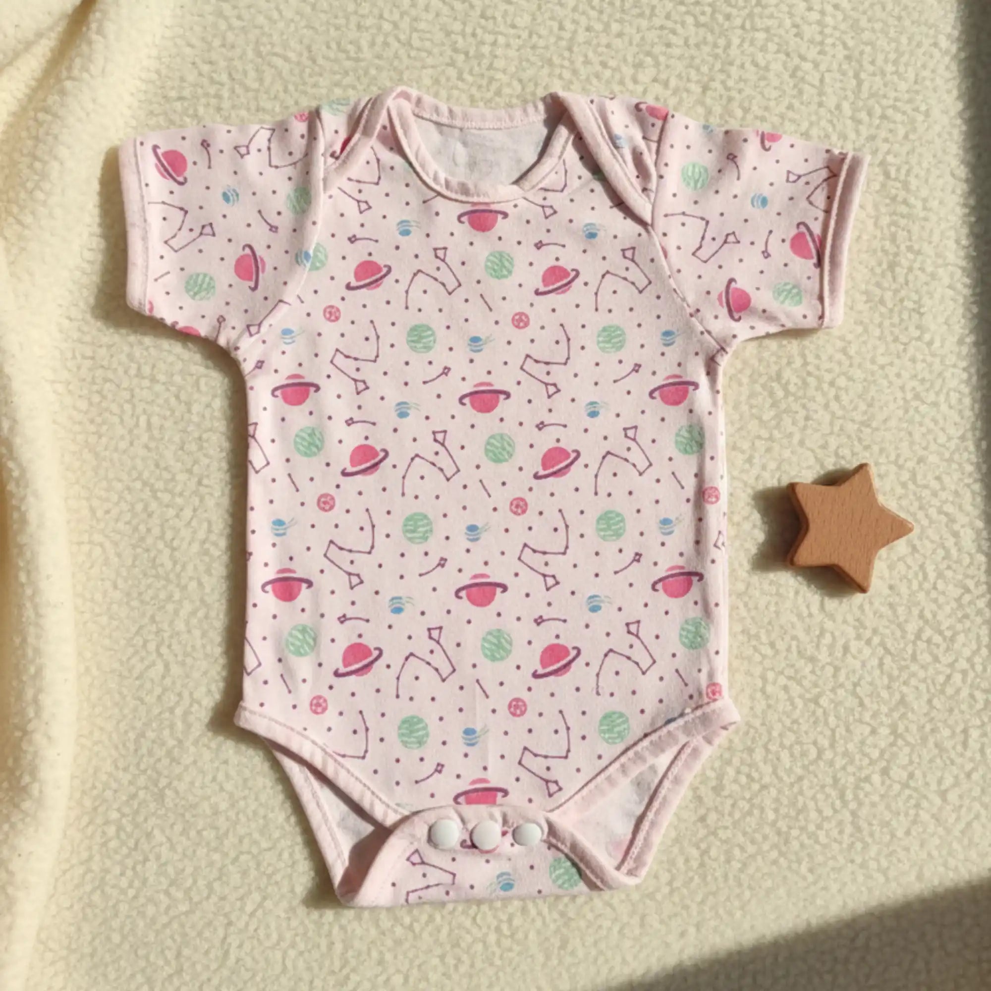 Newborn Baby Romper Space Print - Organic Cotton Bodysuit