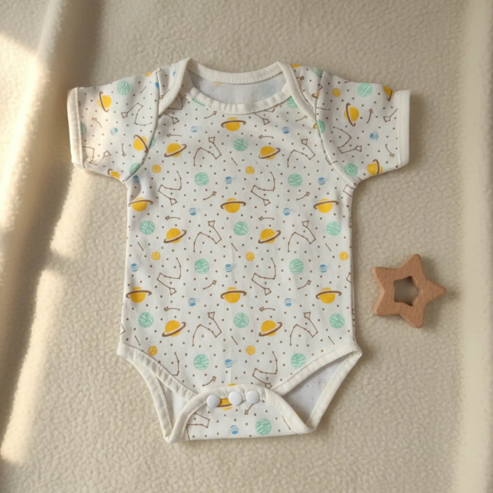 Newborn Baby Romper Space Print - Organic Cotton Bodysuit