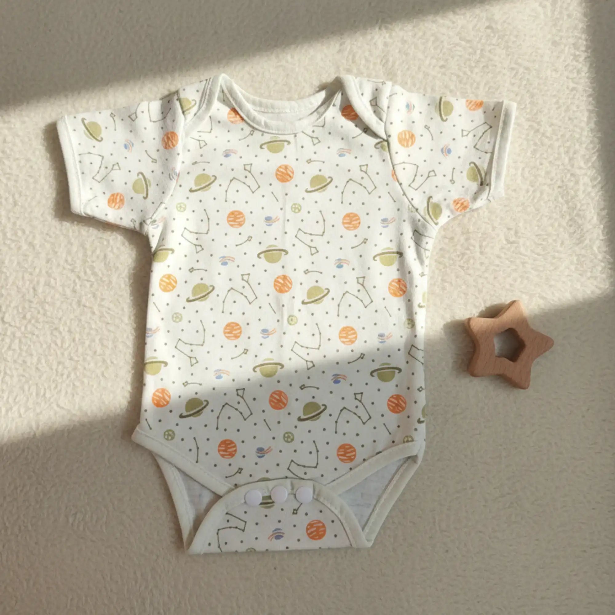 Newborn Baby Romper Space Print - Organic Cotton Bodysuit