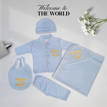 Welcome to the World 5 Pcs Starter Set with Blanket - Grey