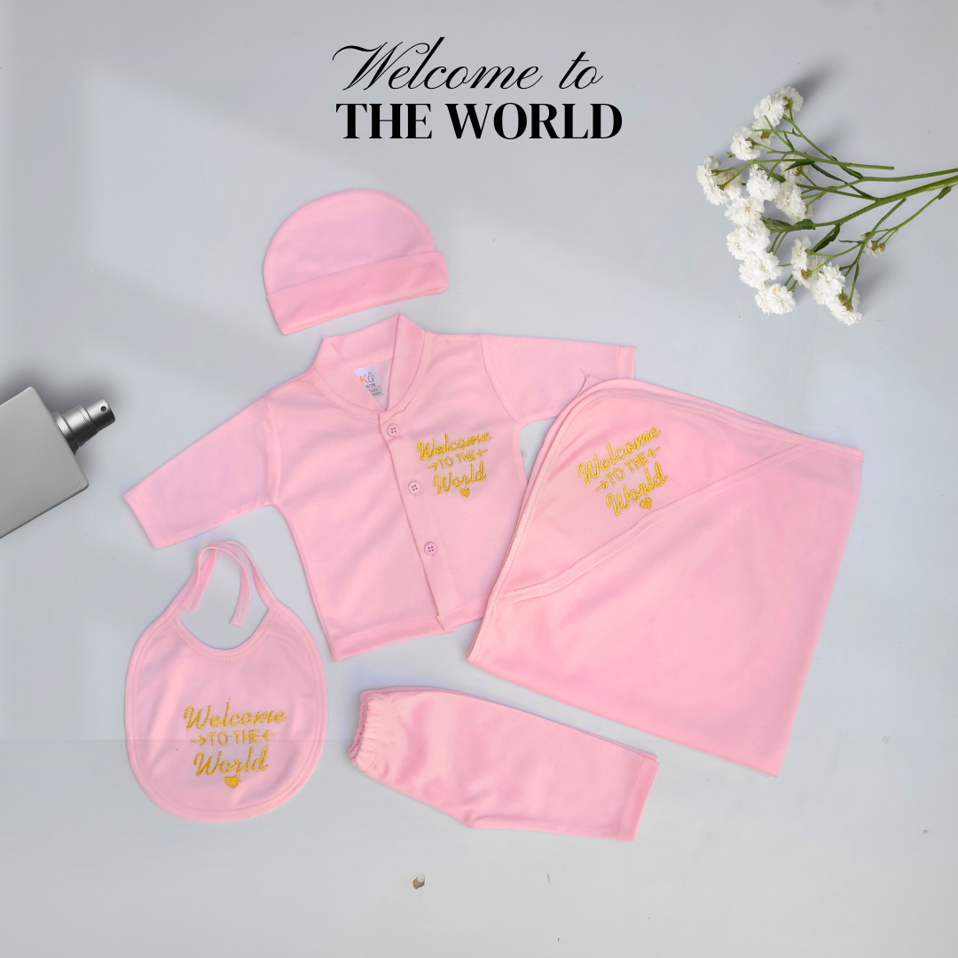 Welcome to the World 5 Pcs Starter Set with Blanket - Pink