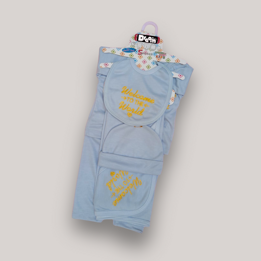 Welcome to the World 5 Pcs Starter Set with Blanket - Grey